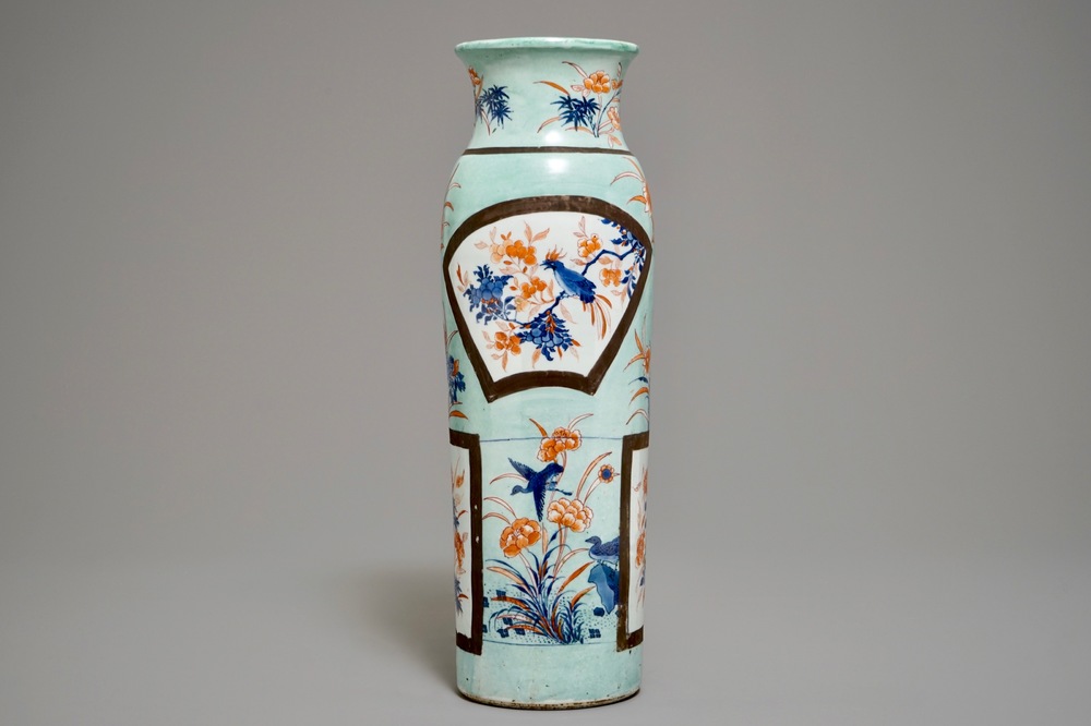 A European-decorated Chinese rouleau vase, Transitional period